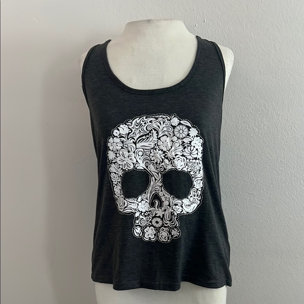 Gray Graphic Skull Tank Top